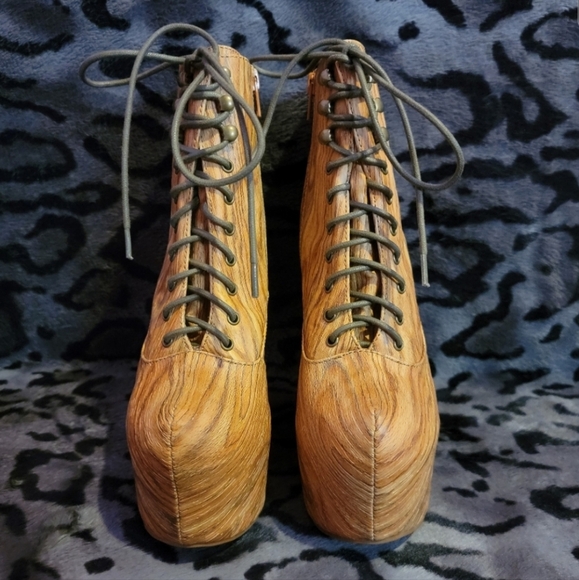 NWOB Jeffrey Campbell Damsel Platform Wedge Woodgrain SIZE 6 - Picture 3 of 4
